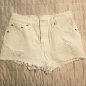 White ripped Levi shorts!
